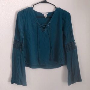 Full Tilt Lace Up Long Sleeve Top